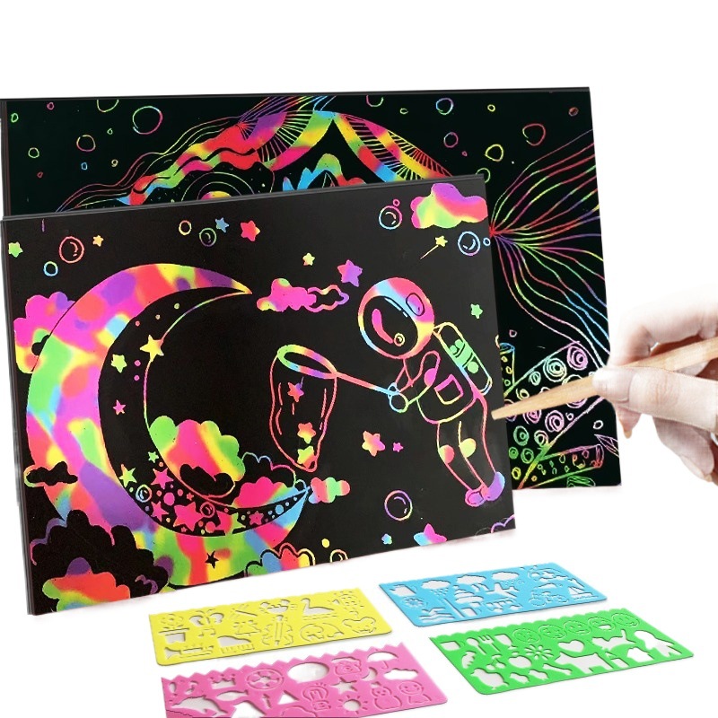 Colorful Scraping Paper Children's diy Handmade Color Handmade Scraping Painting Kindergarten Creative Graffiti Fun Scraping Book