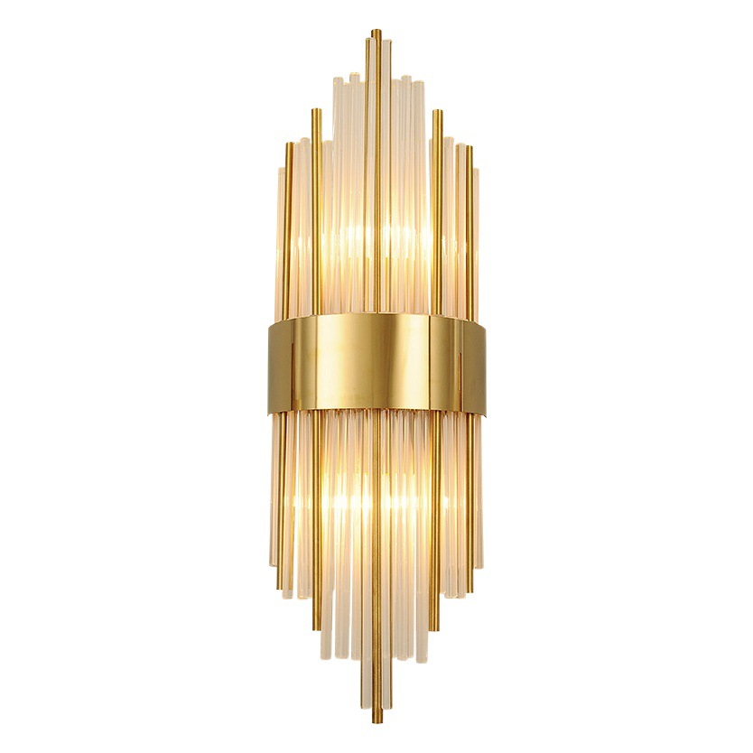 Cross-Border Light Luxury Crystal Wall Lamp Living Room Tv Background Wall Lamp Modern Minimalist Bedroom Stainless Steel Wall Lamp