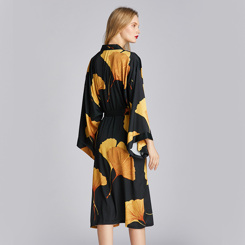 Picture of Yaoting Large Size Ice Silk Nightgown for Women, European and American Style, Large Size Ginkgo Pajamas, Spring and Summer Loungewear 1503, Casual and Comfortable
