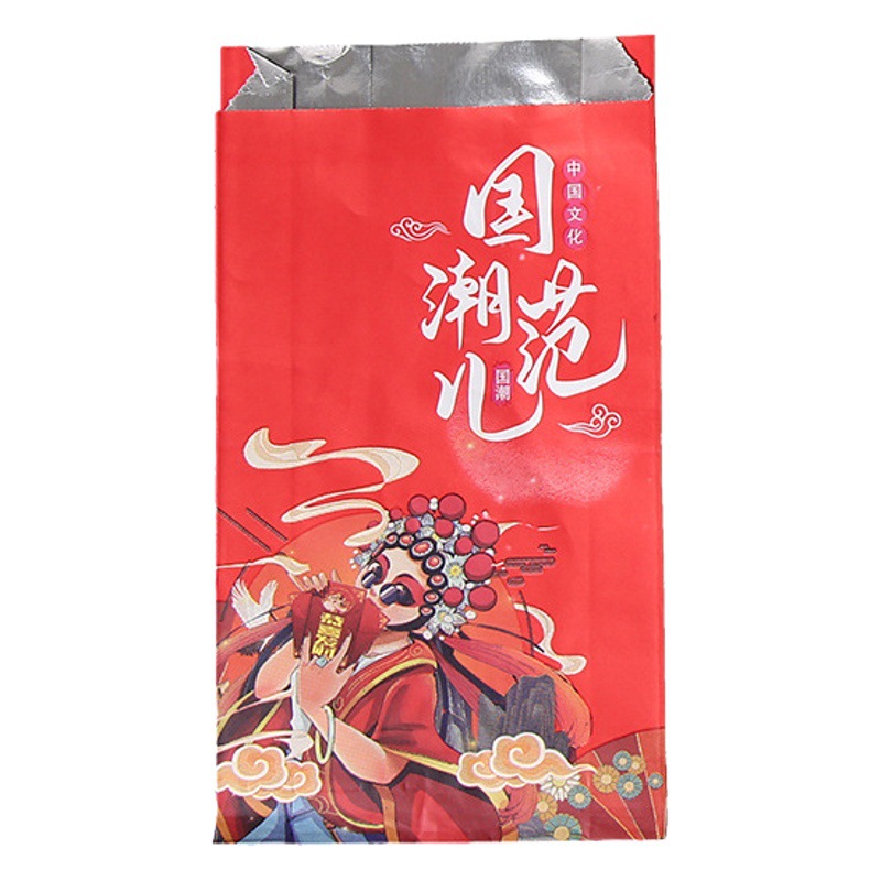 Barbecue bag aluminum foil insulation tin paper bag disposable take-out packaging bag oil-proof skewers fried skewers cowhide bag