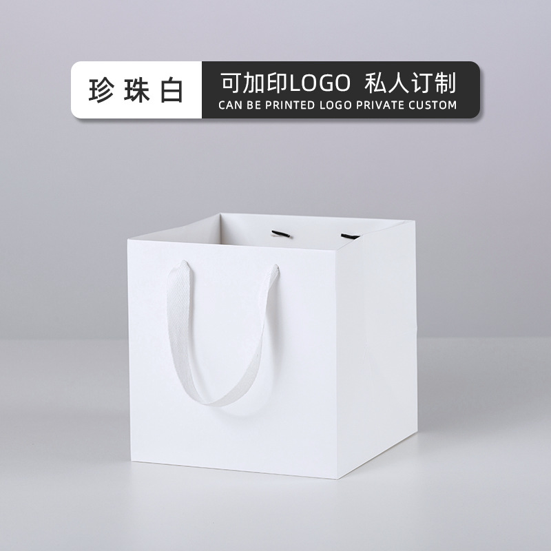 Picture of Flower Tote Bag Square Paper Bag Potted Baking Cake Wedding Candy Gift Bag Paper Bag Wholesale Printable logo