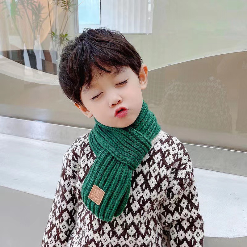 Picture of Ins K-Style Kidsren's Knitted Scarf Winter Pure Color Warm Wool Infants Boys and Girls Korean Baby Scarf Trendy
