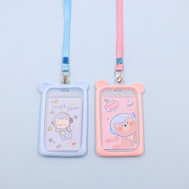 Picture of Campus Student Silicone Mickey Card Holder with Lanyard Bus Card Access Card Hanging Card Certificate Meal Card Factory Card Holder