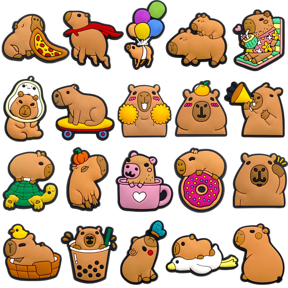 Set of Cute Capybara Series Clogs Shoe Flower Accessories Clogs DIY Accessories Pvc Plastic