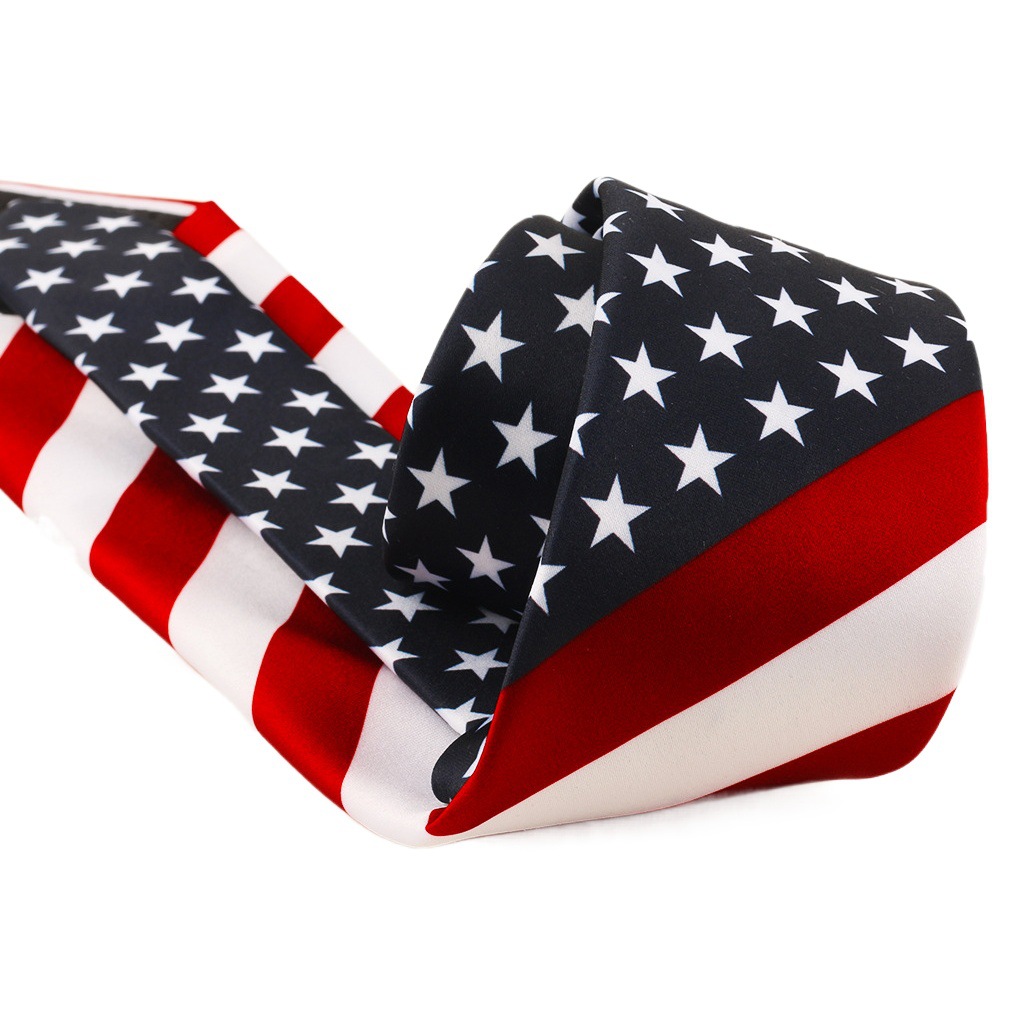 Independence Day Tie Printing Men's Stars and Stripes Tie Amazon AliExpress Cross-border TEMU Supply Spot Wholesale