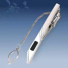 Picture of Metal tie clip men's suit chain 140 simple flower type business atmosphere with drill tie clip