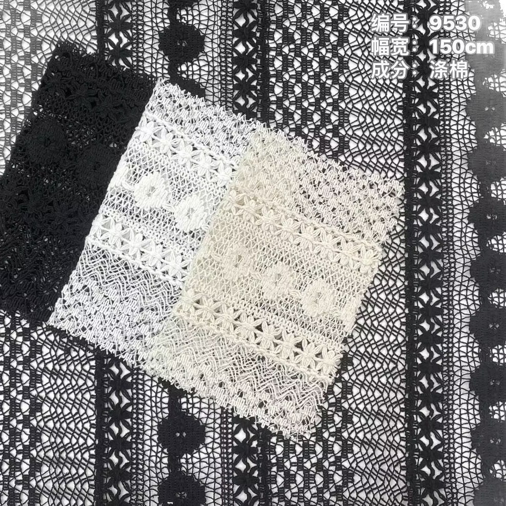 Thick Needle Polyester Cotton Lace Cloth Printed Chiffon Cloth Fabric Lace Cut Out Cotton Thread Embroidered Cloth Fabric Embroidered Fabric