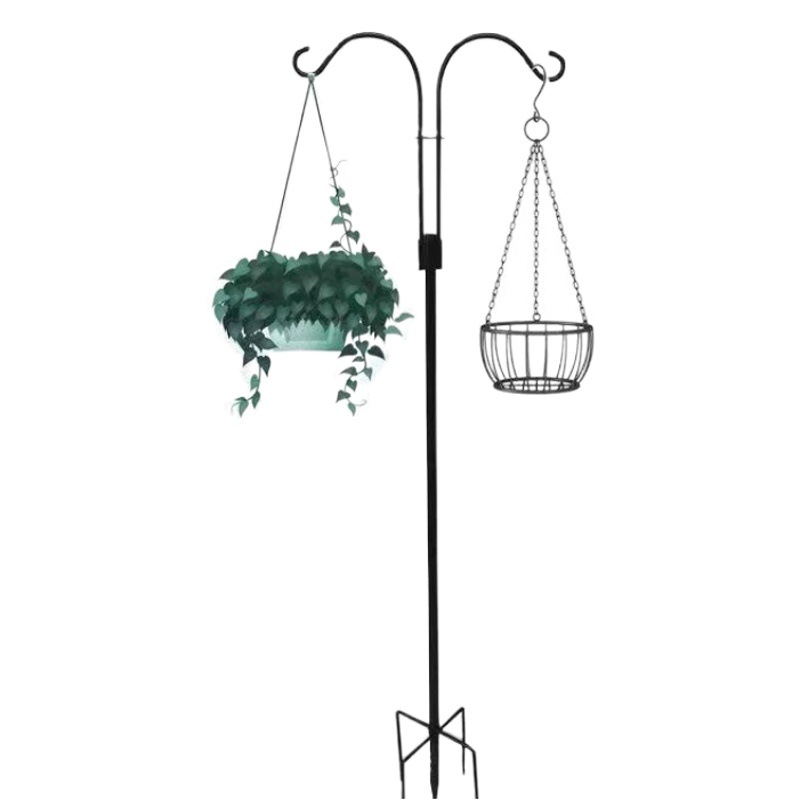Amazon Wrought Iron Metal Shepherd's Hook Lawn Stake Bird Feeder Double Hook Bracket Outdoor Garden Bracket