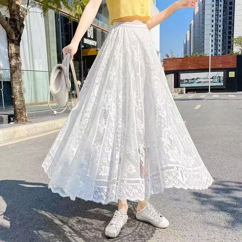 Cheongsam Inner Petticoat Lace Mesh Skirt Elacite Retro Cheongsam with Base Hip Covering Slimming Long Skirt