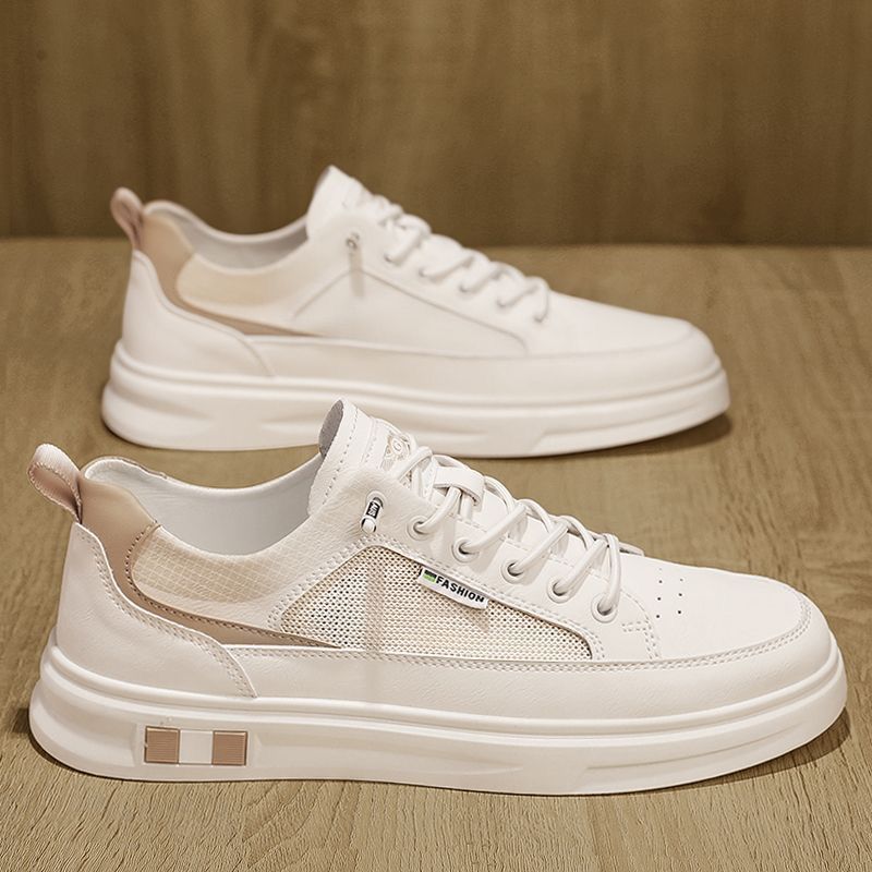 Men's Shoes Summer 2025 New Men's Leather Shoes Breathable Versatile Sports Casual Slip-On High-End White Sneakers