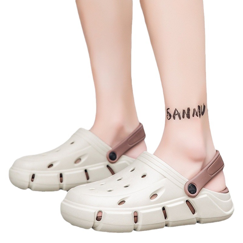 2024 cross-border new hole shoes fashionable outdoor non-slip beach slippers EVA heightened soft bottom drooping sandals