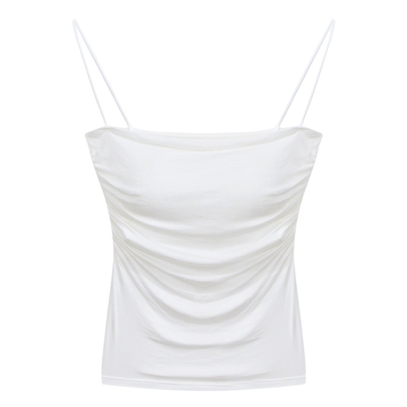 Spice Girls Pure Desire Pleated Camisole Women's Summer Thin Shoulder Strap Inner Wear Sweet and Hot Style Sleeveless Small Top Outer Wear Slimming