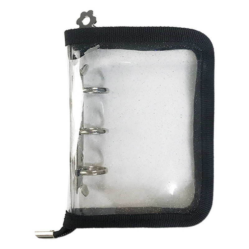 Cross-border gold onion zipper edging 3-hole loose-leaf mini travel book transparent case in stock