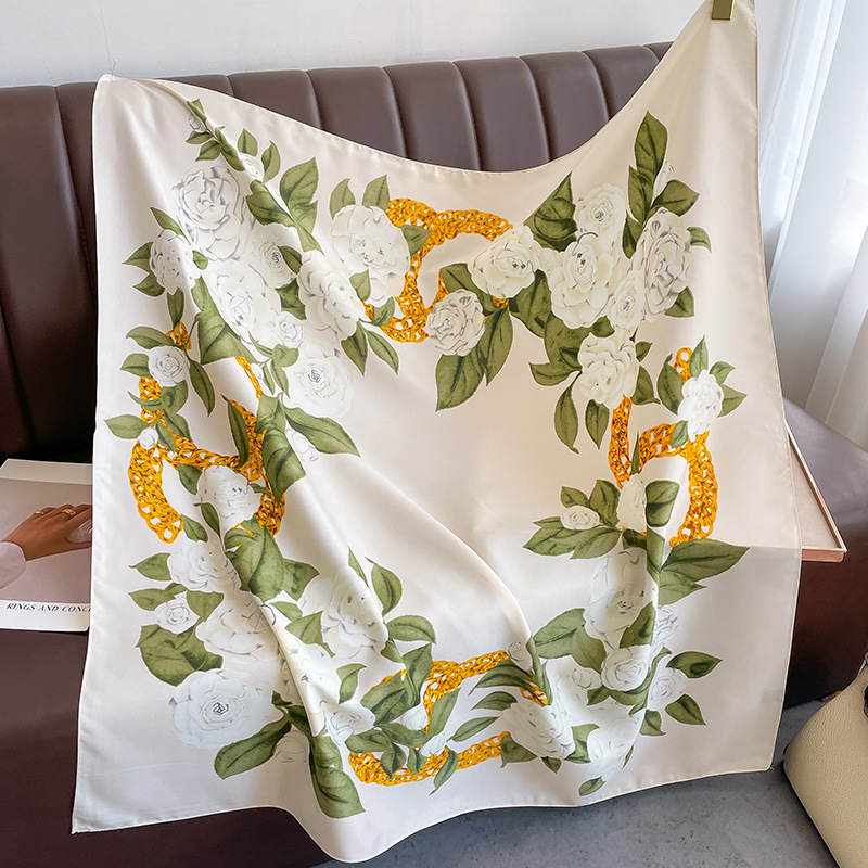 Picture of 2024 Spring and Autumn New Fashion Printed Silk Scarf Women's Square 90 Large Square Scarf Summer Sunscreen Shawl Scarf