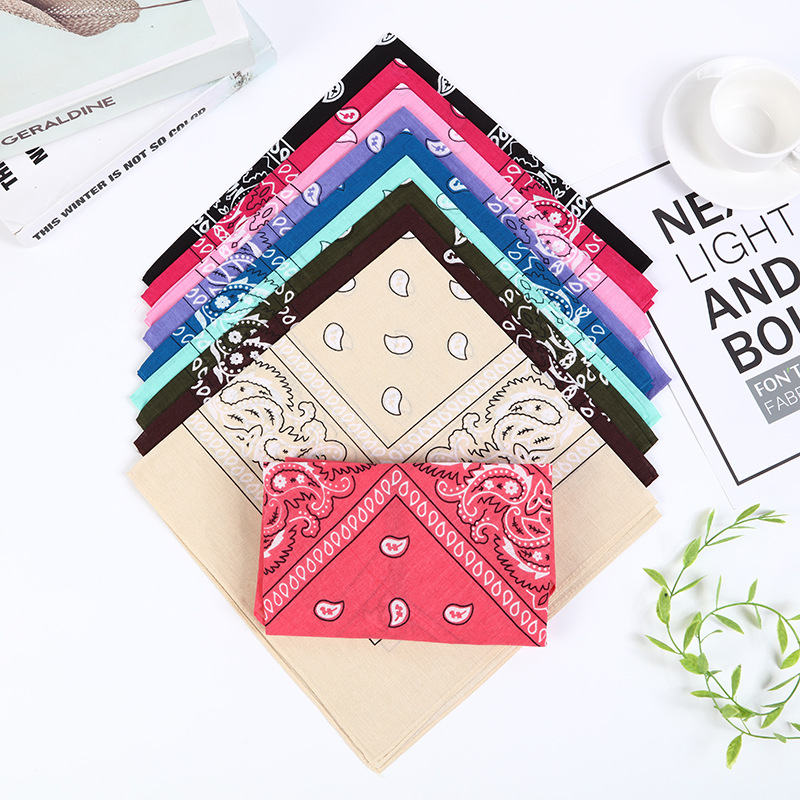 Picture of Factory Wholesale European and American Cashew Flower Square Scarf Outdoor Sports Cycling Hip-Hop Spot Pure Cotton Insect Printed Headscarf