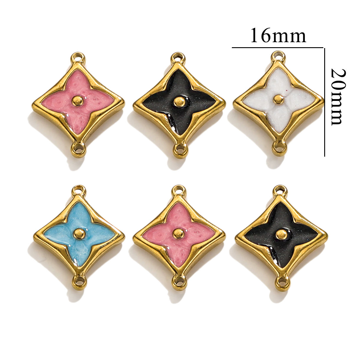 Picture of Spot Wholesale Strong Color Retention Electroplating 18K Gold-Plated Inlaid Four-Leaf Clover Double Hanging Bracelet Necklace DIY Jewelry Accessories