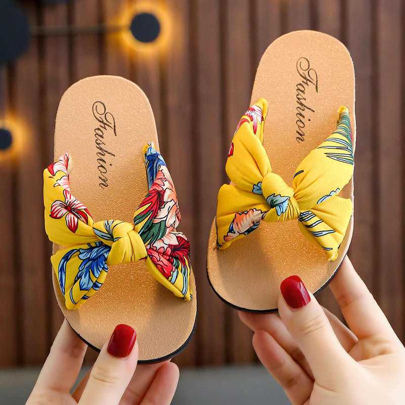 Picture of Bohemian style girls' sandals children's slippers sponge comfortable soft casual indoor and outdoor printed fabric sandals