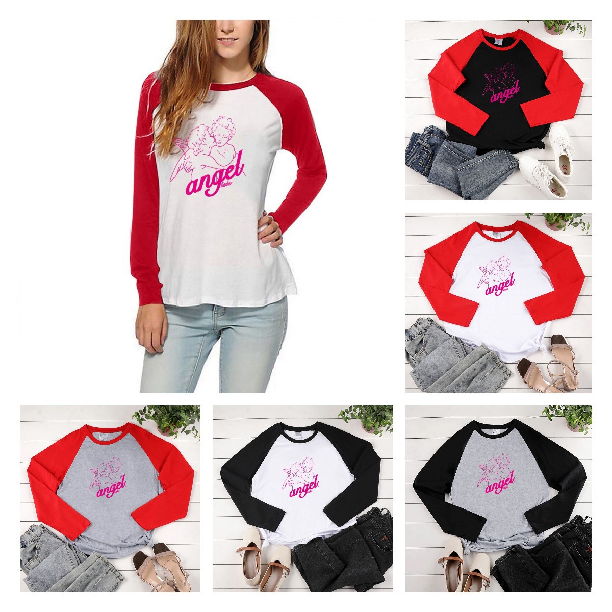 2020 ladies cross-border in autumn on the new scattered sunflower printed shoulder rub loose round neck long sleeve Europe and the United States