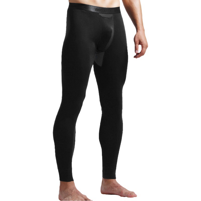 Men's Bullet Separation Long Johns Underwear Men's Elastic Slim Pouch Leggings Basic Autumn and Winter Youth Warm Pants