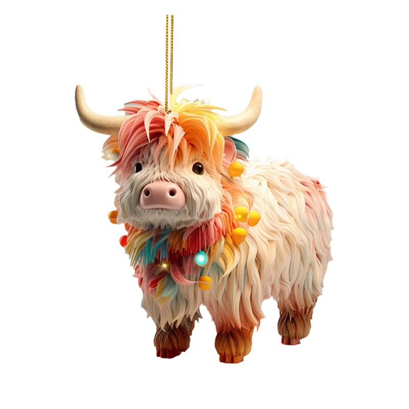 Cross-border Christmas Highland cattle creative pendant Christmas tree yak plateau cattle decorations home gift pendant