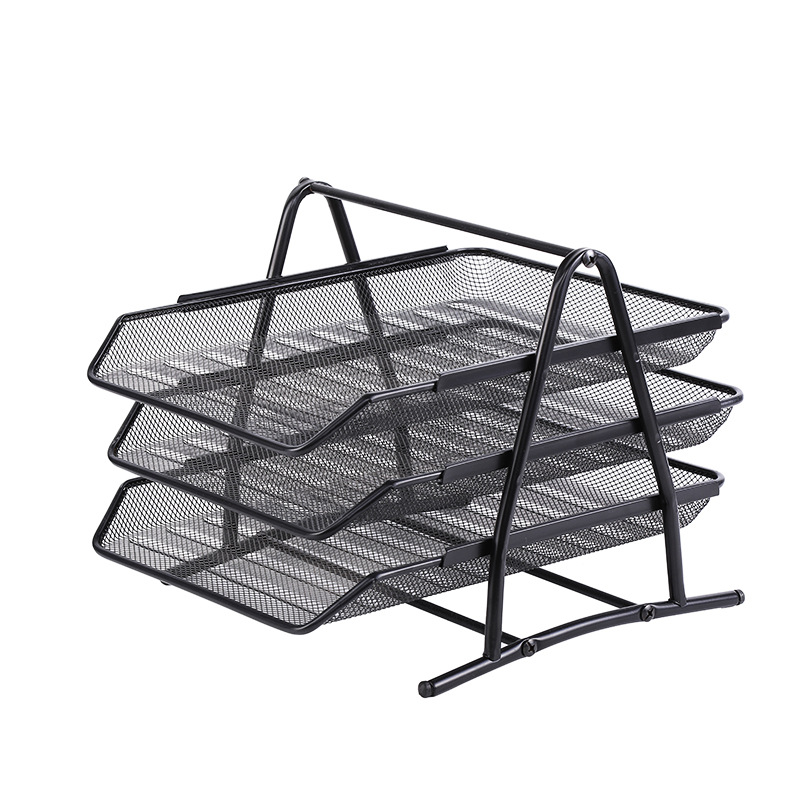 Picture of Hot selling metal iron net three-layer file tray file basket simple office supplies storage file rack wholesale