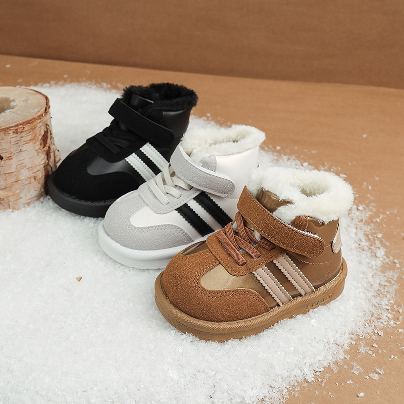 2025 Winter New Children's Baby Ankle Boots with Fleece-Lined Thickened Cotton Shoes, Warm Boys' Baby Boots, Anti-Kick Snow Boots