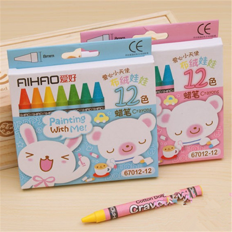 12 color boxed crayon children's brush painting crayon painting wholesale stationery store supply