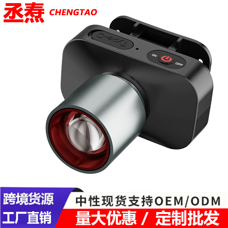 Cross-Border Temu White Laser Portable Headlight Outdoor Lighting with Telescopic Zoom Function Long Life Headlight