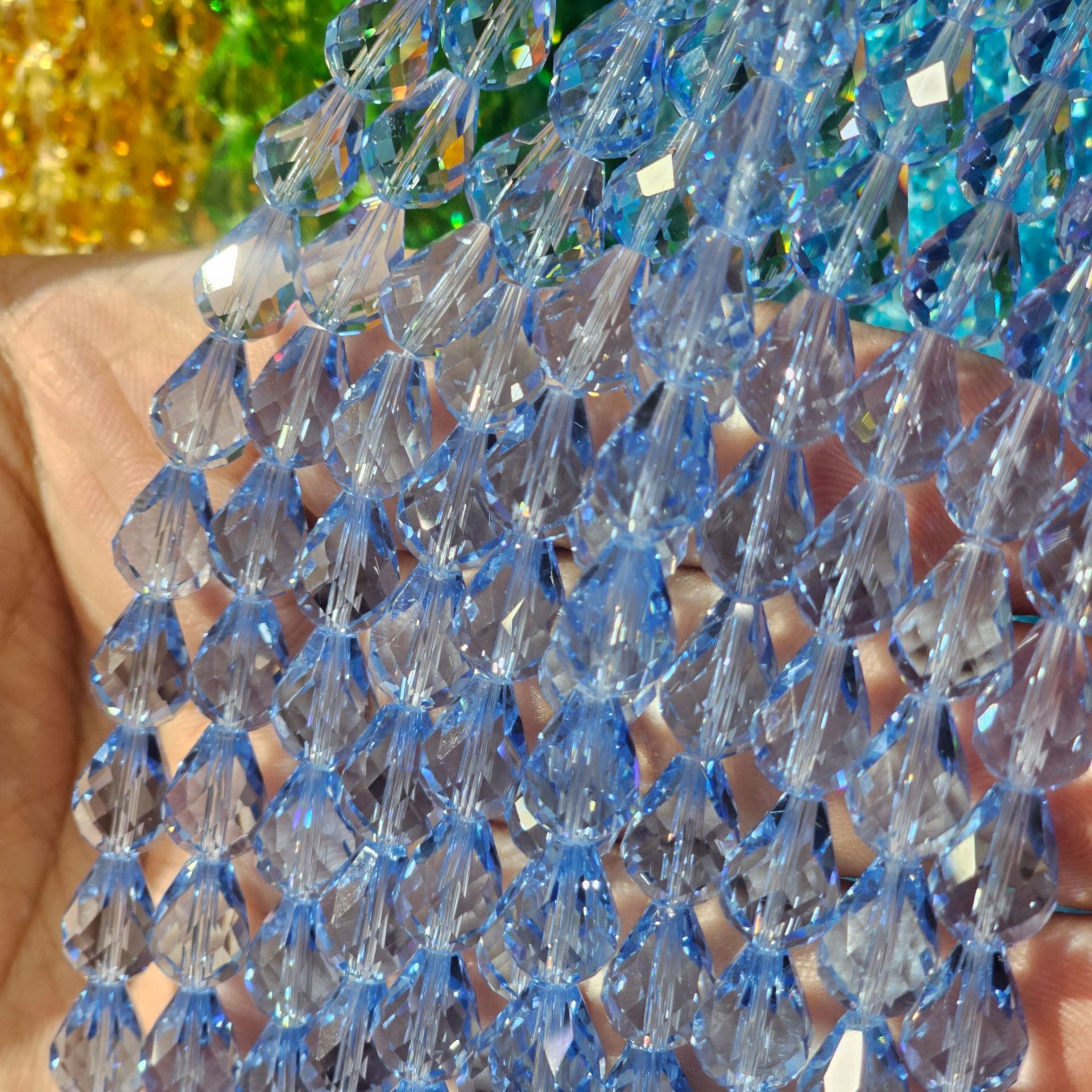 Picture of K9 Crystal through hole water drop cut surface dripping loose beads DIY handmade accessories beaded mobile phone chain bracelet hairpin