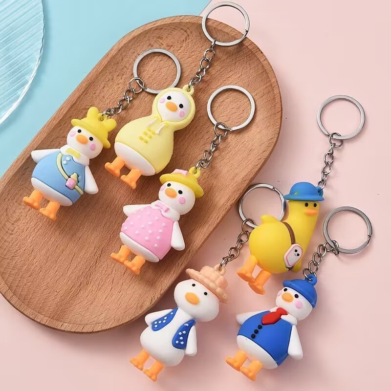 Cute Cartoon Crooked Duck Keychain Couple Bag Pendant Children and Students Back-To-School Gifts Doll Wholesale Gifts