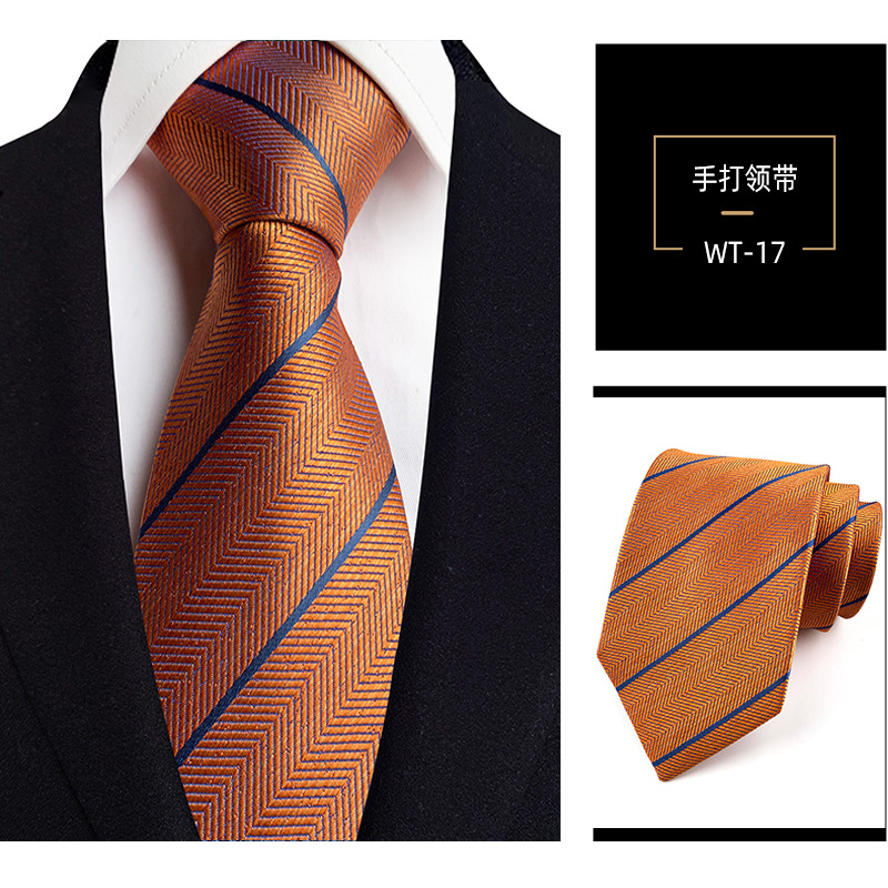 Picture of 8cm hand tie polyester yarn-dyed men's formal wear striped professional business suit accessories manufacturers in stock wholesale
