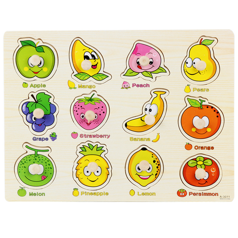 Picture of Factory wholesale hand-held board early education educational toys digital letters animal puzzle beneficial intelligence baby wooden toys