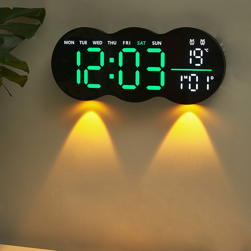 New living room wall clock digital LED electronic clock with light multi-function alarm clock temperature with remote control 2808
