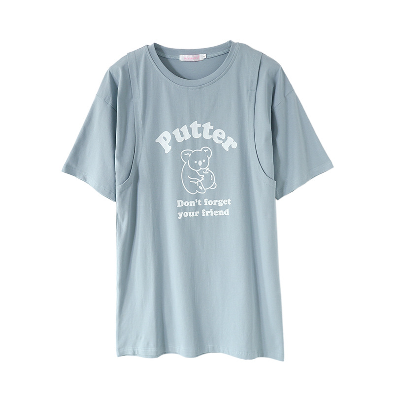 Picture of Maternity Clothing Nursing Clothes Summer Outer Wear Short-sleeved T-shirt Fashion Nursing Clothes Going Out Summer Casual Top Trendy Women