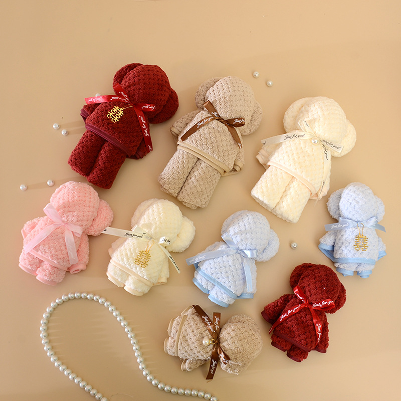 Picture of Bear towel with hand gift small gift kindergarten gift opening wedding gift shape towel making embroidered logo