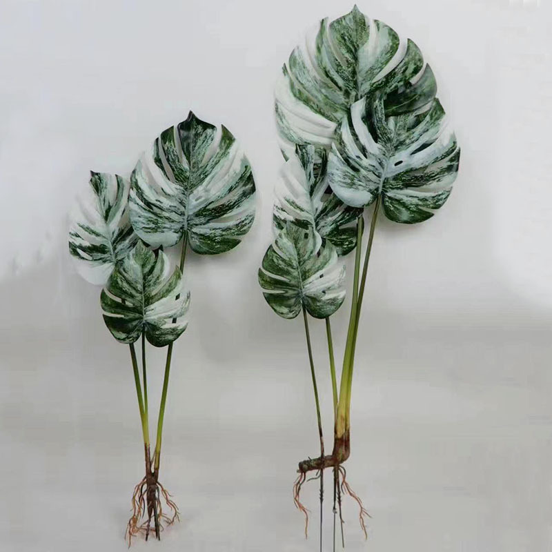 Hand-Feel Monstera Hydroponic Simulated Leaves Hydroponic Home Decoration Simulated Grass Simulated Green Plants Bunch Monstera Leaves