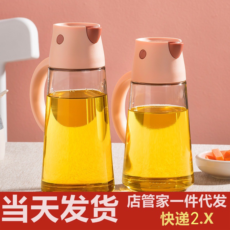 Picture of Hulk automatic opening and closing glass oil pot kitchen leak-proof oil tank with lid seasoning bottle vinegar bottle oil bottle factory outlet