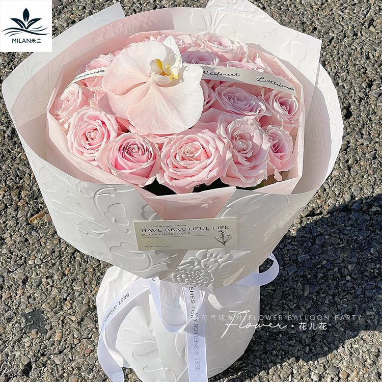 Three-dimensional embossed rose embossed paper waterproof Fenghua paper texture bouquet flower wrapping paper diy handmade