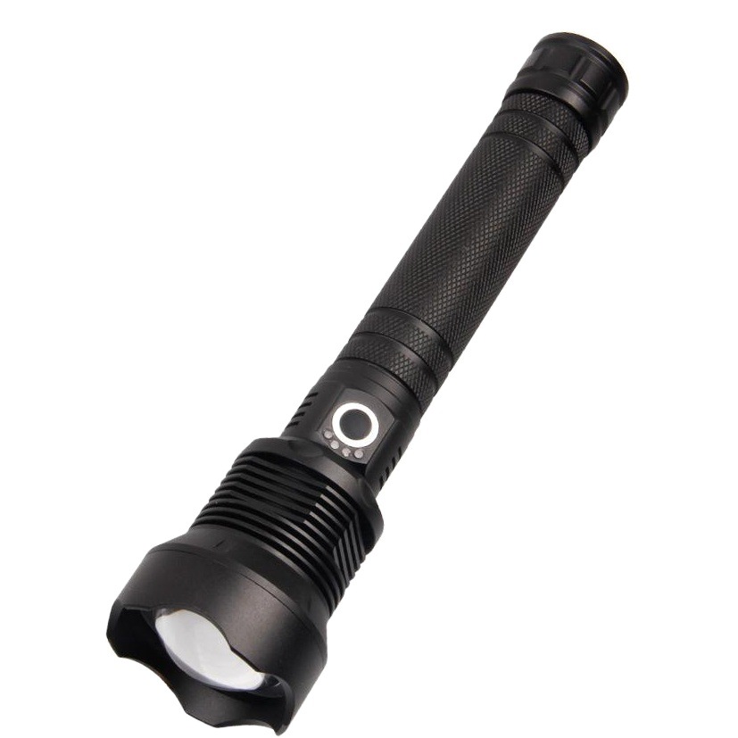 New USB rechargeable flashlight XHP70 high power telescopic zoom outdoor power display aluminum alloy cross-border