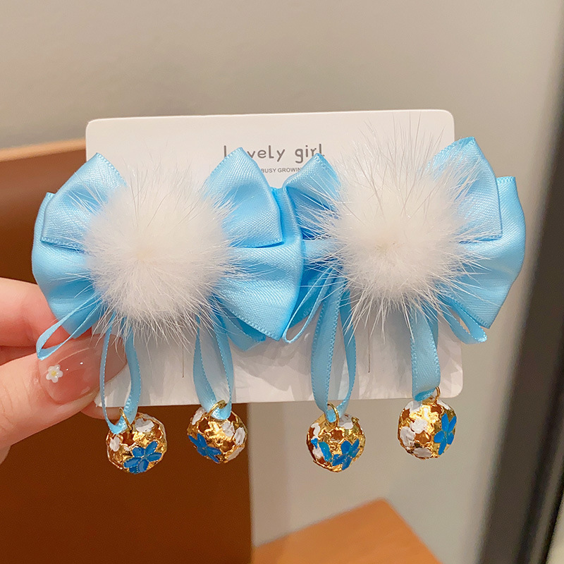 Picture of Children's Hairpin Headdress Little Girl Head Flower Cute Wig Braid Performance Bow Hairpin New Year's Eve Hair Accessories
