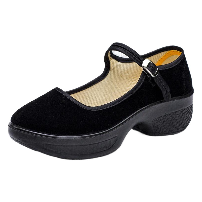 Cloth Shoes for Women, Work Shoes, Soft Sole, Non-Slip, One-Strap Women's Shoes, Hotel Work Etiquette Dance Black Cloth Shoes, Breathable and Non-Slip