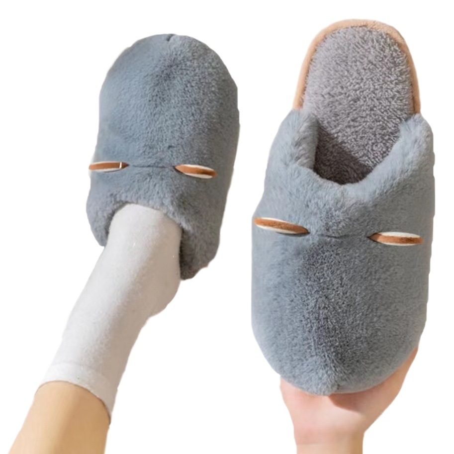 2025 New Cotton Slippers Women's Autumn and Winter Furry Home Slippers Home Thick-Soled Non-Slip Warm Stuffed Men's Shoes