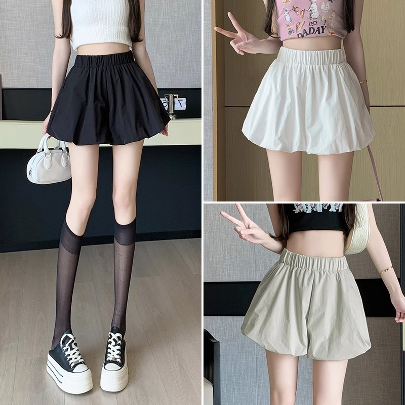 White Shorts Women's 2025 New Summer High Waist Casual All-match Slim Wide Leg Pants Hip Puffy Short Pants
