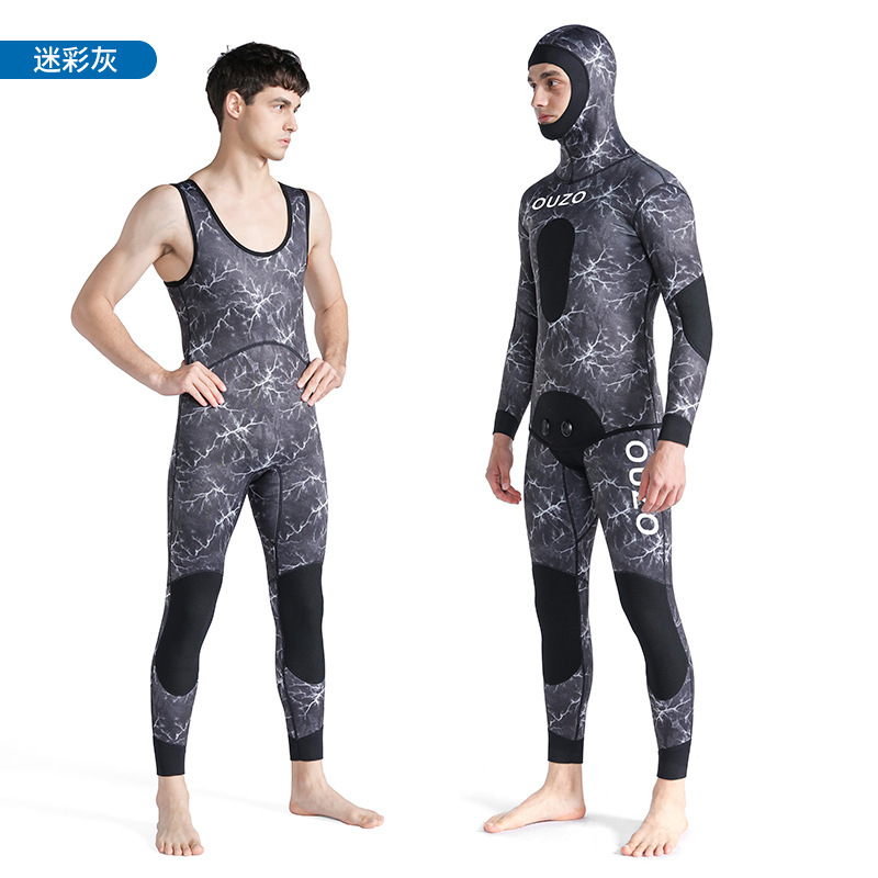 Picture of New 3mm Fish Hunting Clothes Split Swimming Surfer Clothes Men's Thickened Cold-proof Sun-proof Quick-drying Free Diving Suit