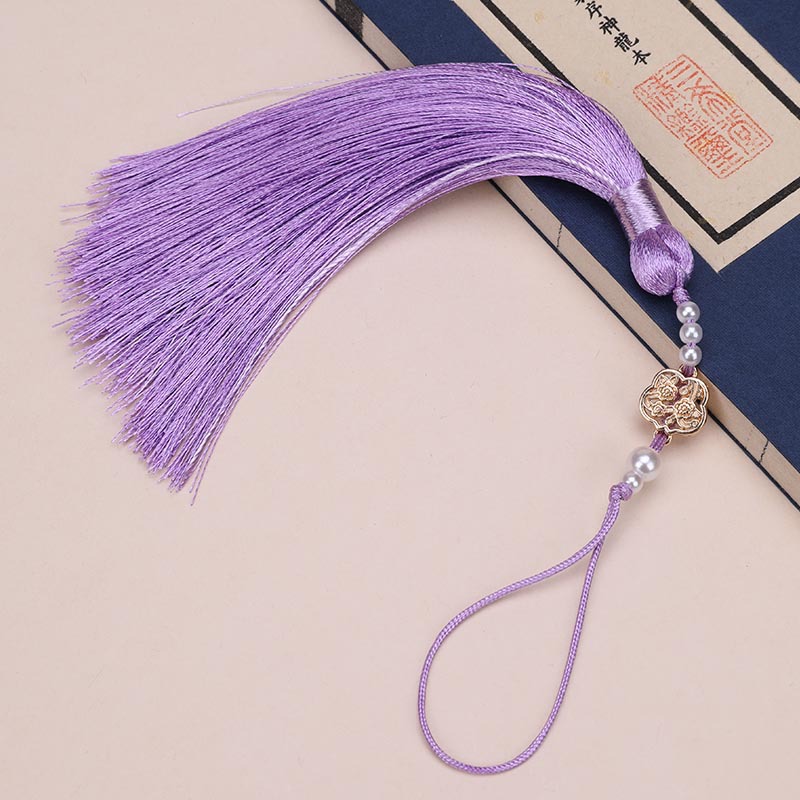 Picture of Pearl Fan Ancient Style Tassel Waist Pendant Fan DIY Tassel Chinese Han Dynasty Cheongsam Car Hanging Tassel Pendant