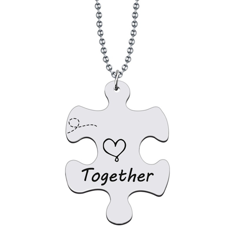 Cross-border new style better together stainless steel puzzle keychain building block pendant couple section keychain