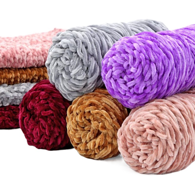 Chenille Velvet Chunky Yarn for Hand Knitting, Shiny Multicolor Crochet Bag Yarn, Violent Bear Yarn Wholesale for Hand Knitting