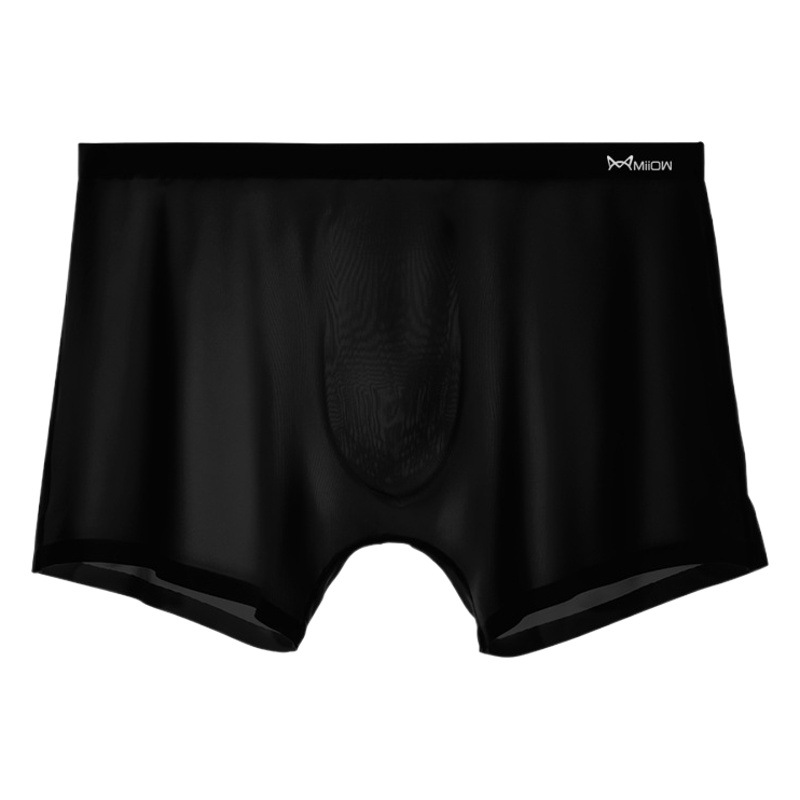 Men's Underwear, Men's Ice Silk Seamless 3D Molded Boxer Briefs, Thin and Transparent Single-Layer Boxer Briefs, Summer Breathable Shorts