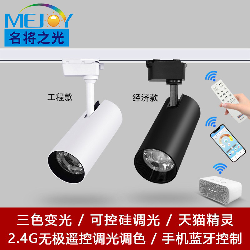 Three-Color Dimmable Thyristor Dimming Smart Track Surface-Mounted High-Voltage 2.4g Remote Control Stepless Dimming and Color Spotlight