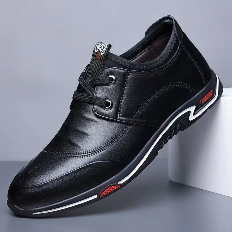 2025 Spring and Autum New Pu Upper Waterproof Easy Care Lightweight Fashionable Sports Casual Men's Shoes Men's Leather Shoes